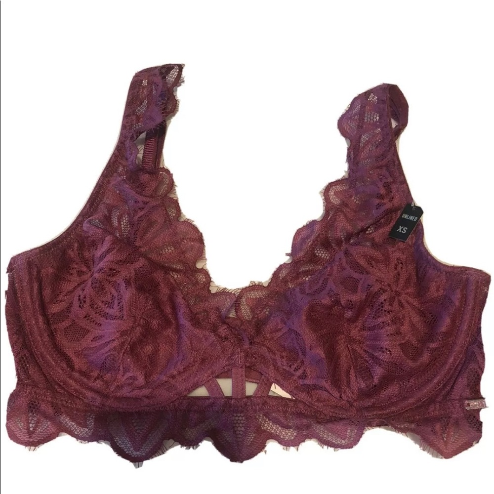 PINK VS- Magenta Lace Unlined Bralette- Size XS